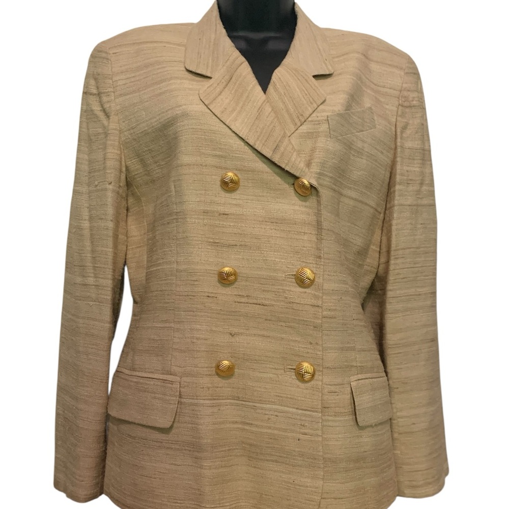 Vintage Nubby Silk Double-Breasted Blazer large NEW